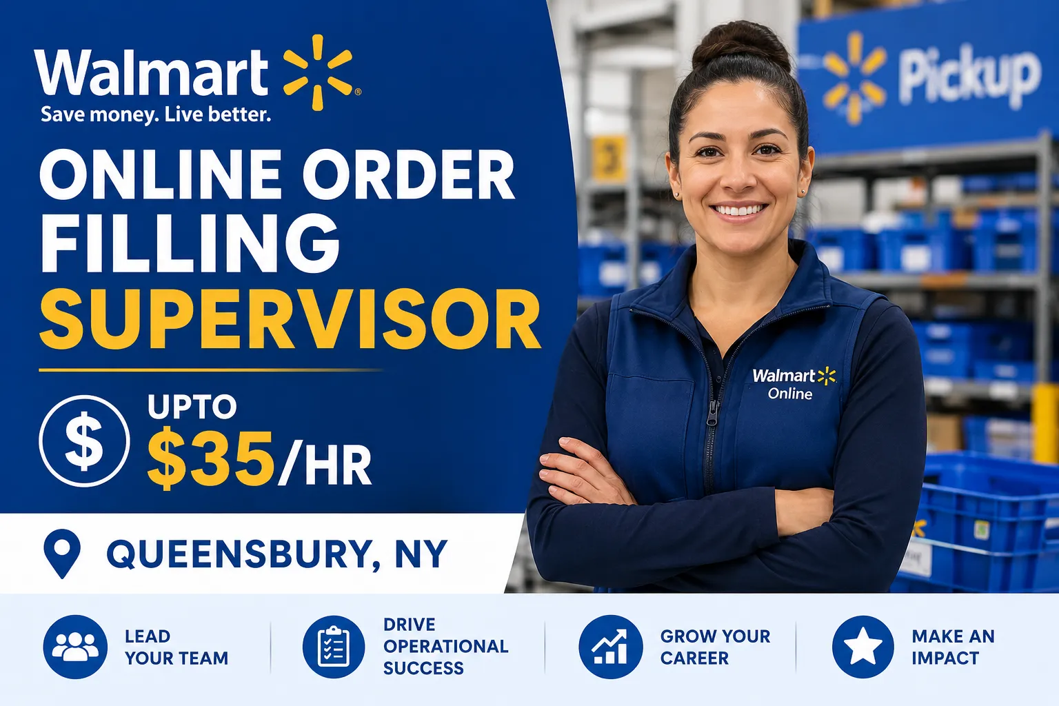 Walmart Online Order Filling Supervisor | Upto $35/hr | Queensbury NY
