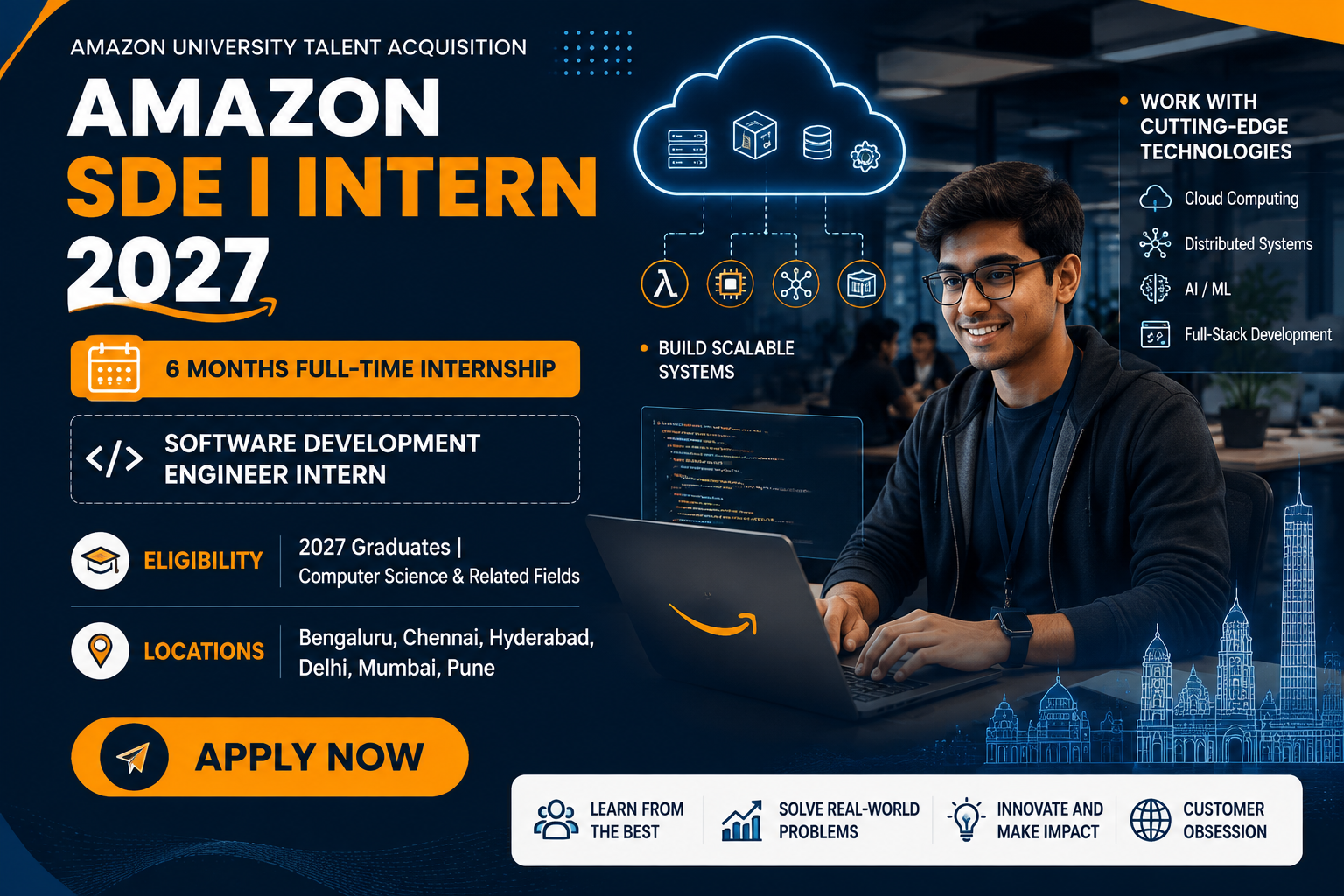 Amazon SDE I Intern 2027 – 6 Month Software Development Internship